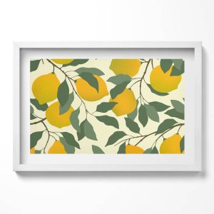 Obraz w białej ramie, Ilustracja cytryn 60×40 cm 414224 Obraz w białej ramie, Ilustracja cytryn 60×40 cm 414224