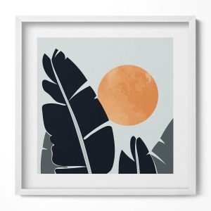 Obraz w białej ramie MDF, Minimalistyczne rośliny 50×50 cm 414112