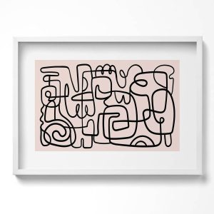 Obraz w białej ramie, Sztuka abstrakcyjne kształty 70×50 cm 413996