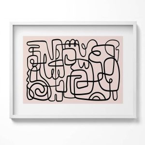 Obraz w białej ramie, Sztuka abstrakcyjne kształty 80×60 cm 414091
