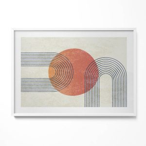 Obraz w białej ramie, Sztuka nowoczesna linie, koło 100x70cm 414368