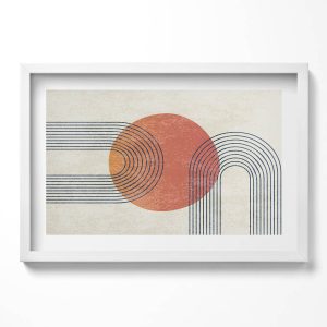 Obraz w białej ramie, Sztuka nowoczesna linie, koło 60×40 cm 414320