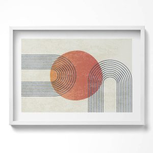 Obraz w białej ramie, Sztuka nowoczesna linie, koło 70×50 cm 414180