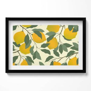 Obraz w czarnej ramie, Ilustracja cytryn 60×40 cm 414351 Obraz w czarnej ramie, Ilustracja cytryn 60×40 cm 414351