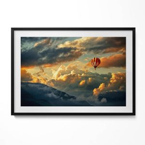 Obraz w czarnej ramie, Lot balonem między chmurami 100x70cm 414175 Obraz w czarnej ramie, Lot balonem między chmurami 100x70cm 414175