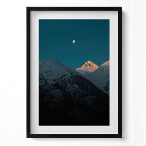 Obraz w czarnej ramie MDF, Górski zachód słońca, 50×70 cm 414289 Obraz w czarnej ramie MDF, Górski zachód słońca, 50×70 cm 414289
