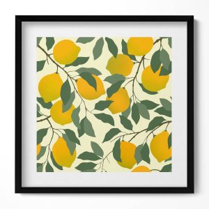 Obraz w czarnej ramie MDF, Ilustracja cytryn 50×50 cm 414364 Obraz w czarnej ramie MDF, Ilustracja cytryn 50×50 cm 414364