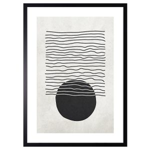 Obraz w ramie Black Circle With Abstract Lines 53×73 cm 230552 Obraz w ramie Black Circle With Abstract Lines 53×73 cm 230552