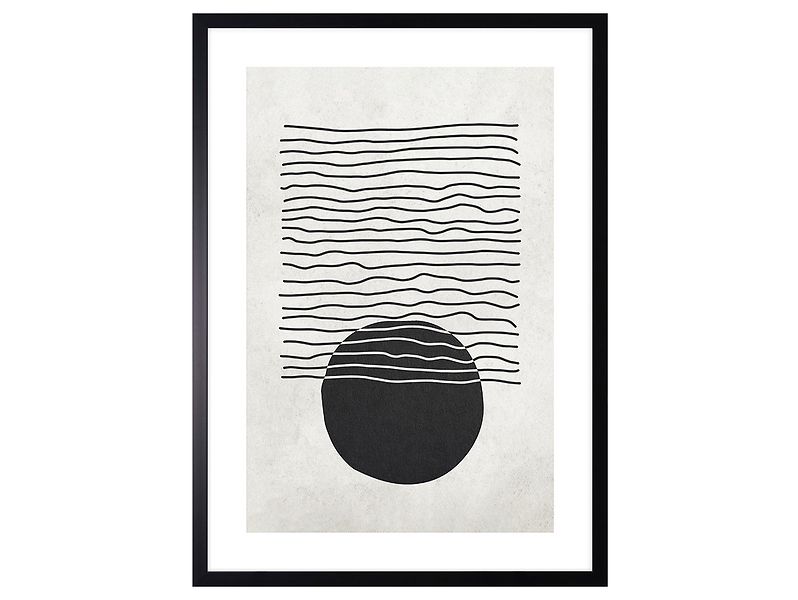 Obraz w ramie Black Circle With Abstract Lines 53x73 cm 230552