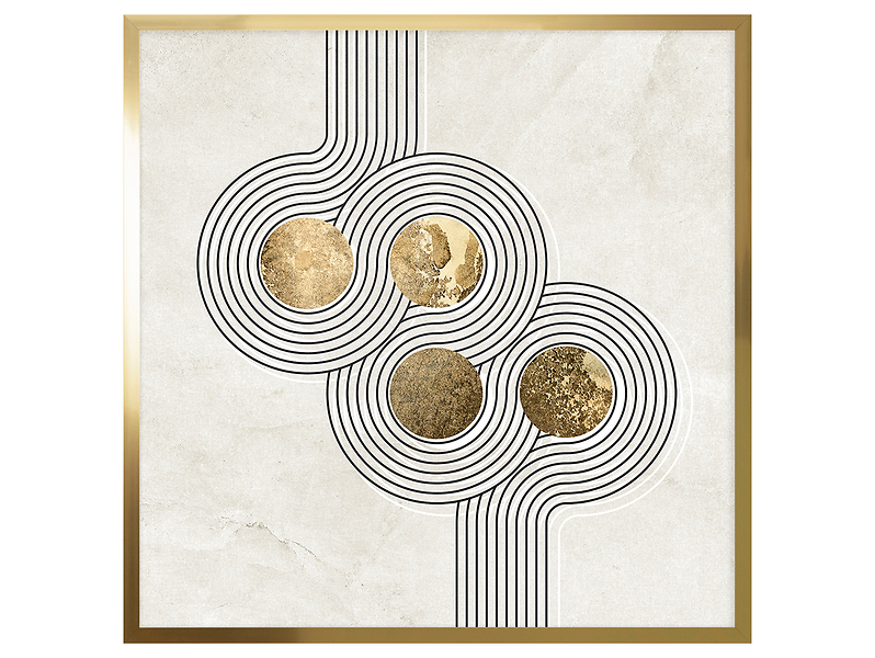 Obraz w ramie Circles From Lines With Gold No.2 73x73 cm 230551