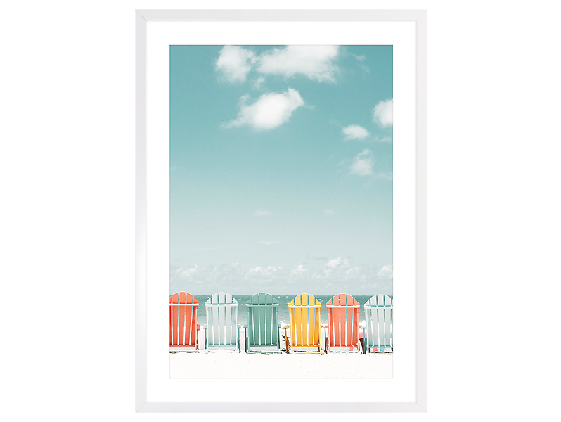 Obraz w ramie Colorful Beach Chairs 53x73 cm 230440