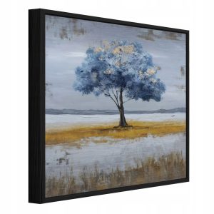 Obraz W Ramie Drzewo Niebieski Na Metalu Do Sypialni Salonu 80×80 847668