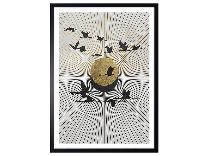 Obraz w ramie Flying Cranes On A Zen Background 53x73 cm 230542