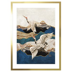 Obraz w ramie Flying Gold Cranes 53×73 cm 230449 Obraz w ramie Flying Gold Cranes 53×73 cm 230449