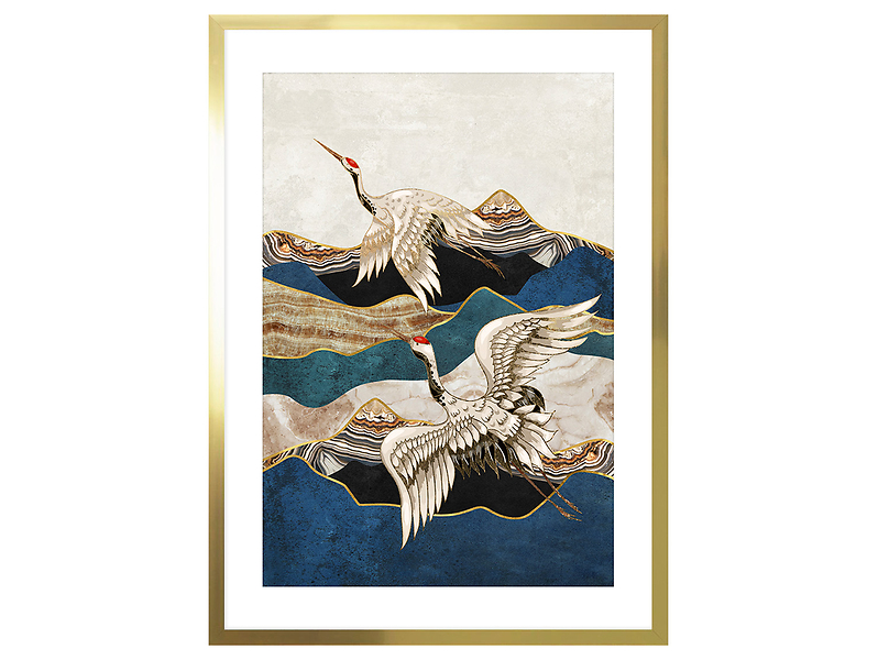 Obraz w ramie Flying Gold Cranes 53x73 cm 230449