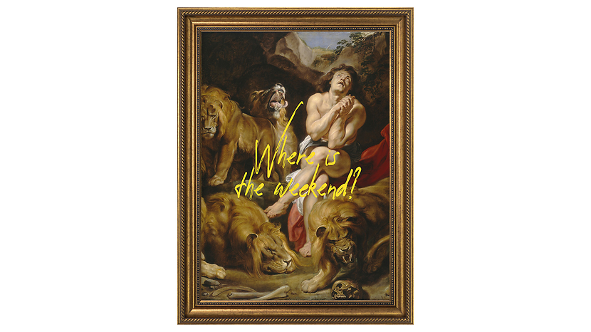 Obraz w ramie Man In Lion Cave 58x78 cm 230499