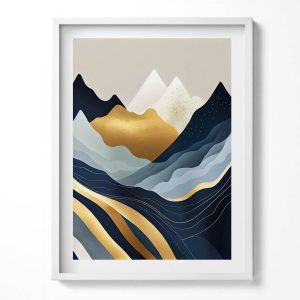 Obraz w ramie MDF „Abstrakcyjne góry” Biała rama, 60×80 cm 414118