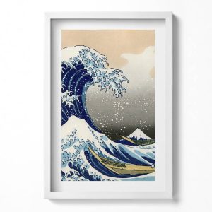 Obraz w ramie MDF „Fala w Kanagawie” Biała rama, 40×60 cm 414043 Obraz w ramie MDF „Fala w Kanagawie” Biała rama, 40×60 cm 414043