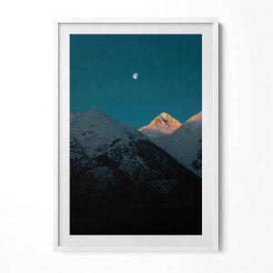 Obraz w ramie MDF, Górski zachód słońca Biała rama, 70x100cm 414081