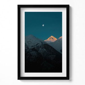 Obraz w ramie MDF, Górski zachód słońca Czarna rama, 40x60cm 414111