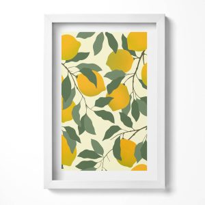 Obraz w ramie MDF „Ilustracja cytryn” Biała rama, 20×30 cm 414355