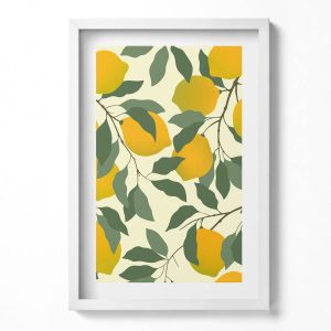 Obraz w ramie MDF „Ilustracja cytryn” Biała rama, 40×60 cm 414298