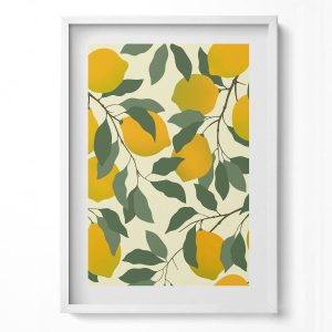 Obraz w ramie MDF „Ilustracja cytryn” Biała rama, 50×70 cm 414047