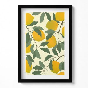 Obraz w ramie MDF „Ilustracja cytryn” Czarna rama, 40×60 cm 413950