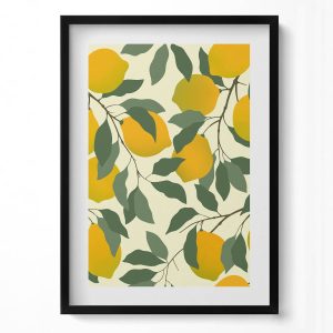 Obraz w ramie MDF „Ilustracja cytryn” Czarna rama, 50×70 cm 414062