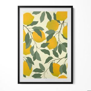 Obraz w ramie MDF „Ilustracja cytryn” Czarna rama, 70×100 cm 414264