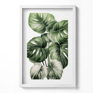 Obraz w ramie MDF „Liście monstery” Biała rama, 40×60 cm 413975 Obraz w ramie MDF „Liście monstery” Biała rama, 40×60 cm 413975