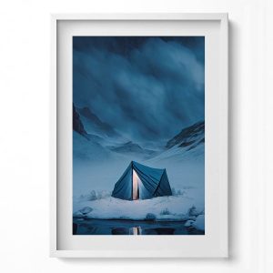 Obraz w ramie MDF „Namiot w Islandii” Biała rama, 50×70 cm 414041 Obraz w ramie MDF „Namiot w Islandii” Biała rama, 50×70 cm 414041