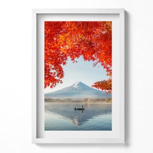 Obraz w ramie MDF „Pejzaż góry Fuji” Biała rama, 40×60 cm 413972 Obraz w ramie MDF „Pejzaż góry Fuji” Biała rama, 40×60 cm 413972