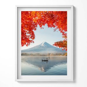 Obraz w ramie MDF „Pejzaż góry Fuji” Biała rama, 60×80 cm 414073 Obraz w ramie MDF „Pejzaż góry Fuji” Biała rama, 60×80 cm 414073