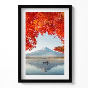 Obraz w ramie MDF „Pejzaż góry Fuji” Czarna rama, 40×60 cm 414317 Obraz w ramie MDF „Pejzaż góry Fuji” Czarna rama, 40×60 cm 414317