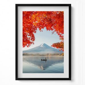 Obraz w ramie MDF „Pejzaż góry Fuji” Czarna rama, 50×70 cm 414206 Obraz w ramie MDF „Pejzaż góry Fuji” Czarna rama, 50×70 cm 414206