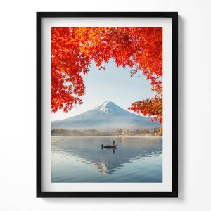 Obraz w ramie MDF „Pejzaż góry Fuji” Czarna rama, 60×80 cm 413998 Obraz w ramie MDF „Pejzaż góry Fuji” Czarna rama, 60×80 cm 413998