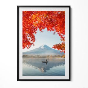 Obraz w ramie MDF „Pejzaż góry Fuji” Czarna rama, 70×100 cm 414346 Obraz w ramie MDF „Pejzaż góry Fuji” Czarna rama, 70×100 cm 414346