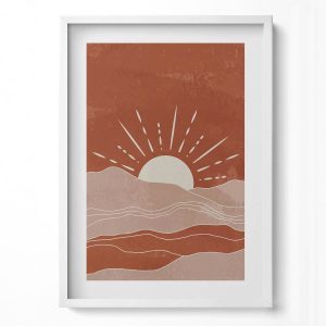 Obraz w ramie MDF „Wschodzące słońce” Biała rama, 50×70 cm 413985 Obraz w ramie MDF „Wschodzące słońce” Biała rama, 50×70 cm 413985