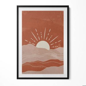 Obraz w ramie MDF „Wschodzące słońce” Czarna rama, 70×100 cm 414100 Obraz w ramie MDF „Wschodzące słońce” Czarna rama, 70×100 cm 414100