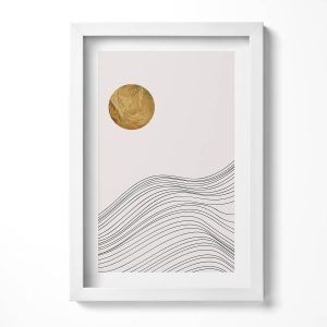 Obraz w ramie MDF „Złote kształty boho” Biała rama, 20×30 cm 414075 Obraz w ramie MDF „Złote kształty boho” Biała rama, 20×30 cm 414075