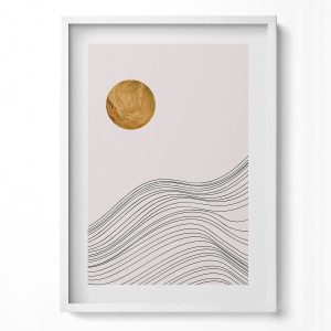 Obraz w ramie MDF „Złote kształty boho” Biała rama, 50×70 cm 414069 Obraz w ramie MDF „Złote kształty boho” Biała rama, 50×70 cm 414069