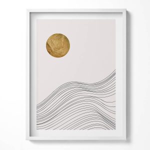 Obraz w ramie MDF „Złote kształty boho” Biała rama, 60×80 cm 414082 Obraz w ramie MDF „Złote kształty boho” Biała rama, 60×80 cm 414082