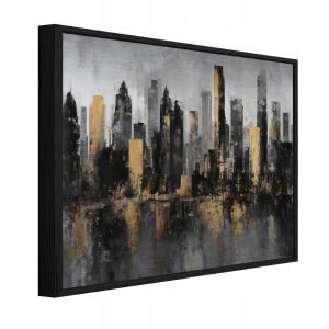 Obraz W Ramie Miasto Czarny Na Metalu Do Sypialni Salonu 120×80 847688