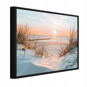 Obraz W Ramie Plaża Beżowy Na Płótnie Do Sypialni Salonu 120×80 815893