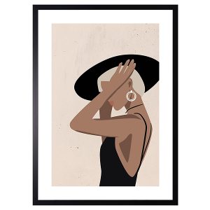 Obraz w ramie Stylish Woman In A Hat 53×73 cm 230517