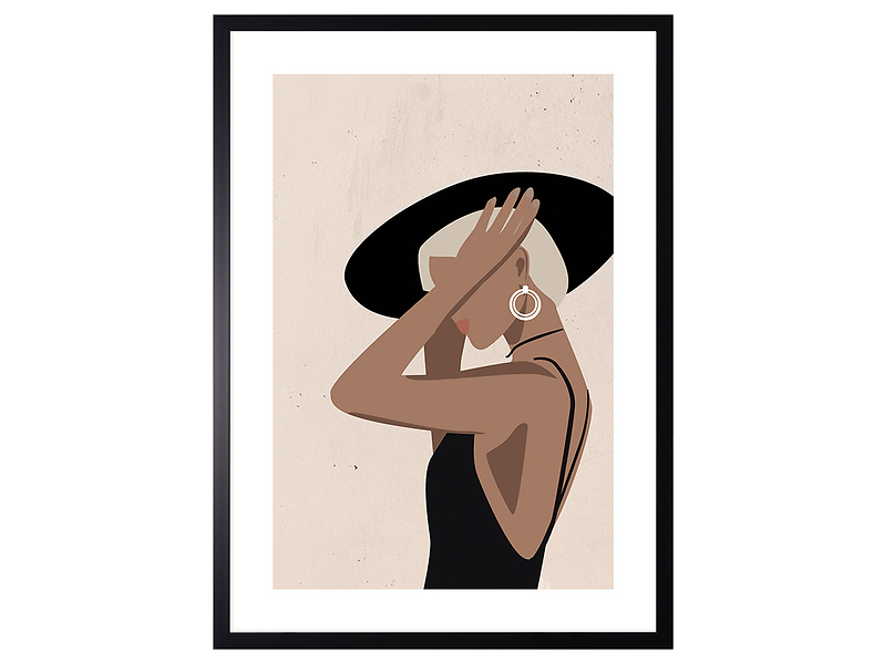 Obraz w ramie Stylish Woman In A Hat 53x73 cm 230517