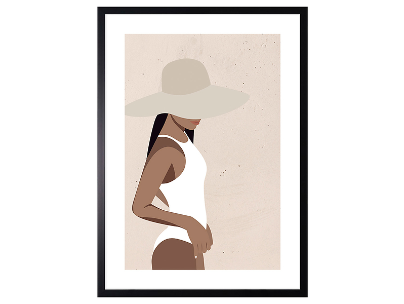 Obraz w ramie Woman In A White Swimsuite 53x73 cm 230516