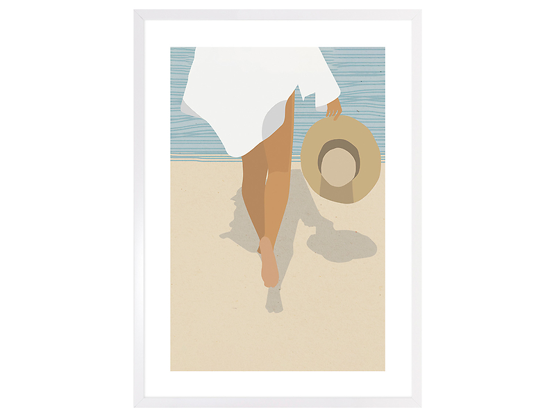 Obraz w ramie Woman Walking On The Beach 53x73 cm 230519
