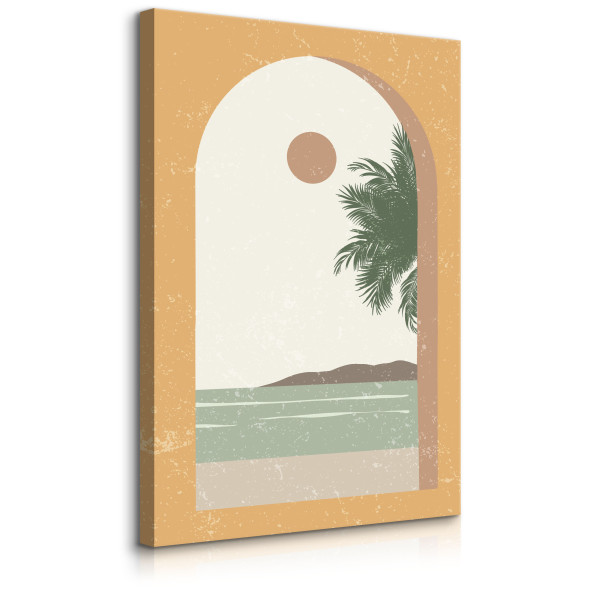 Obraz Widok z Okna na Palmę Akwarelowy Ocean 50x70cm 344108